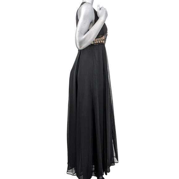 Vintage 60's Spectacular AB Rhinestone & Glass Bead Waistband CHIFFON MAXI DRESS - Picture 13 of 16
